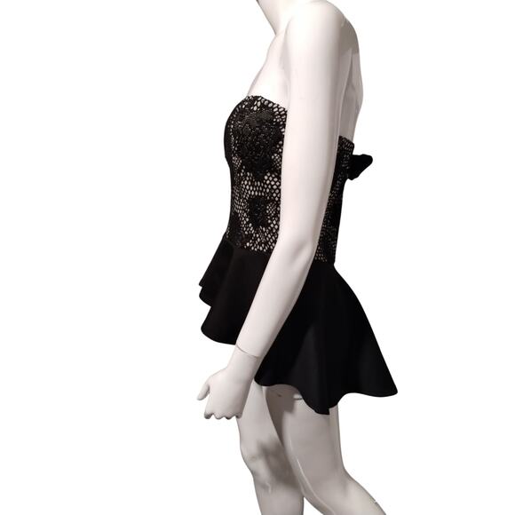 Y2K Windsor Women's size L Fish Net Sequin Floral Hi-Low Whimsigoth Peplum Top - Picture 8 of 12